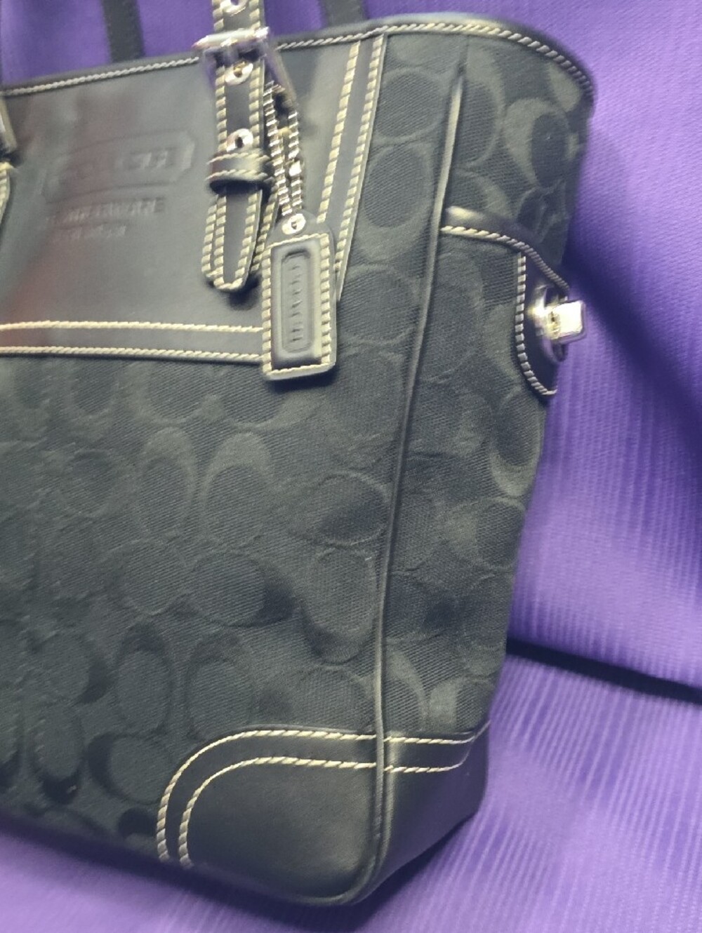 Coach Black Signature Canvas and Leather Tote - Picture 5 of 15